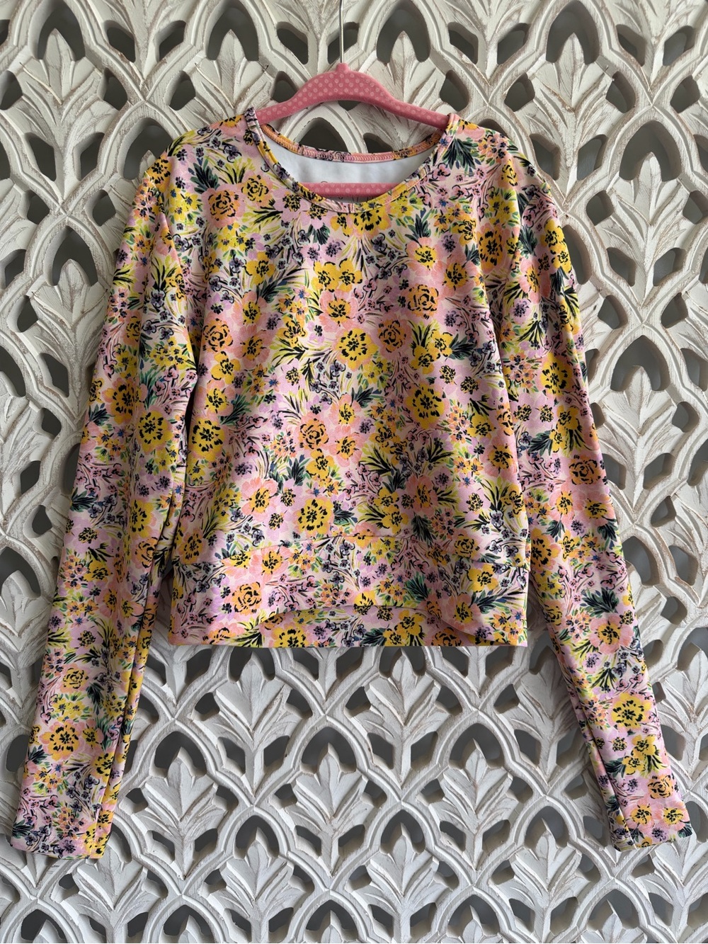 SKATIE Girls Floral Long Sleeve Top Pink Yellow